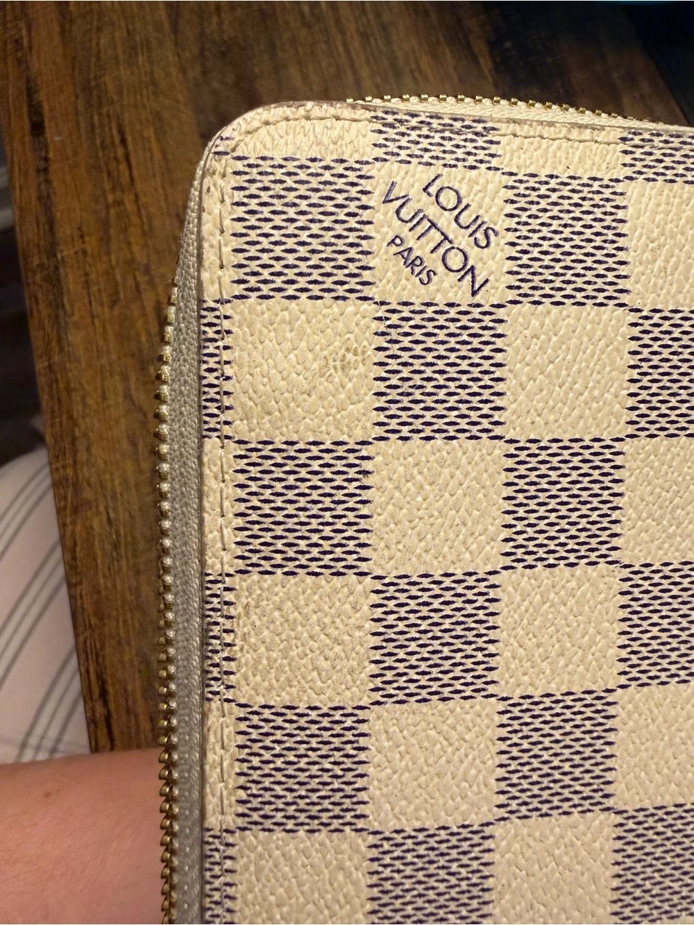 Louis Vuitton Damier Azur Zip Around Wallet - Cream & Blue